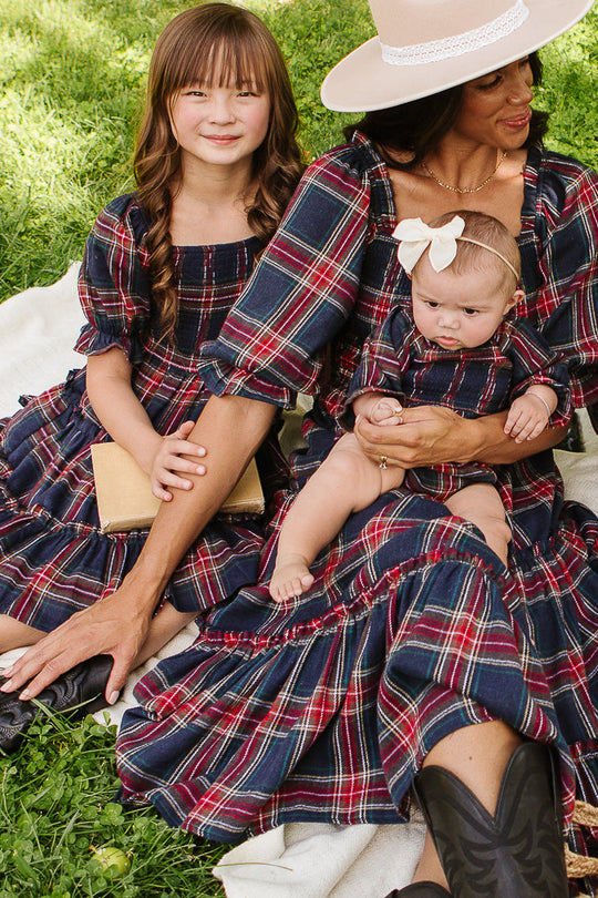 Madeline Dress in Navy Plaid