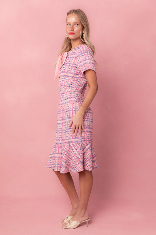 Eloise Dress in Pink Tweed