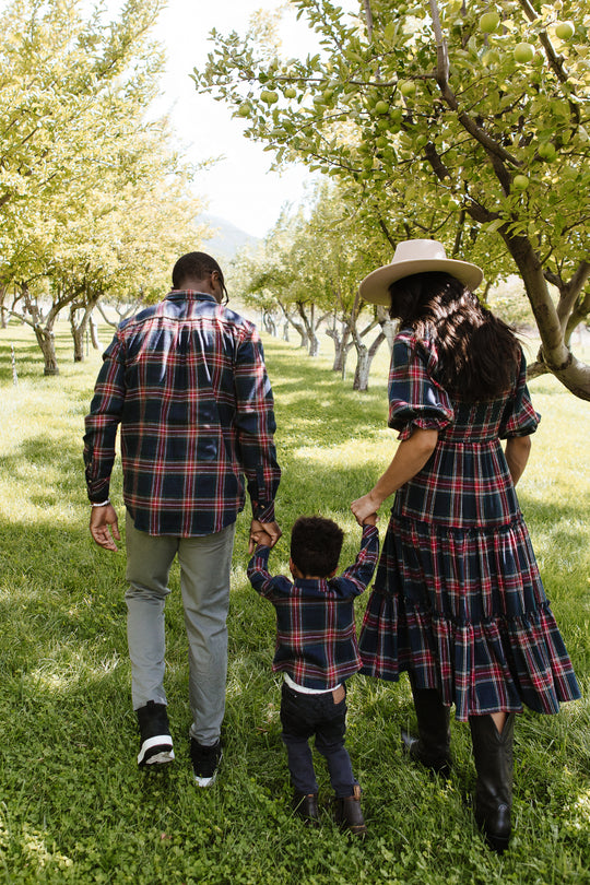 Madeline Dress in Navy Plaid