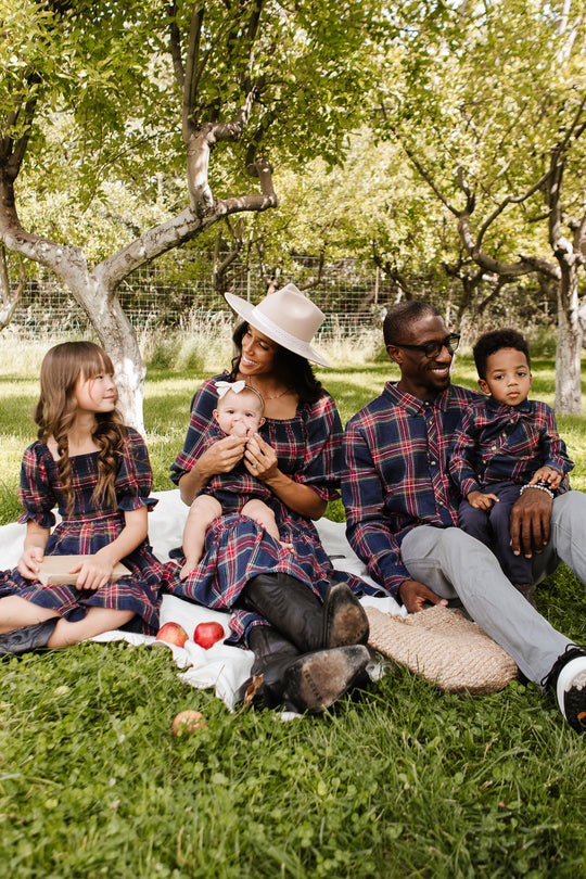 Madeline Dress in Navy Plaid