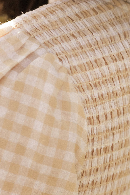 Presley Dress in Cream Gingham-5