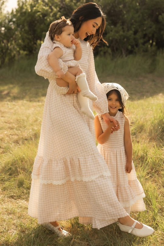 Presley Dress in Cream Gingham-6