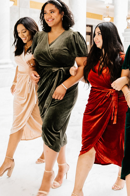 Lillie Dress in Brick Velvet