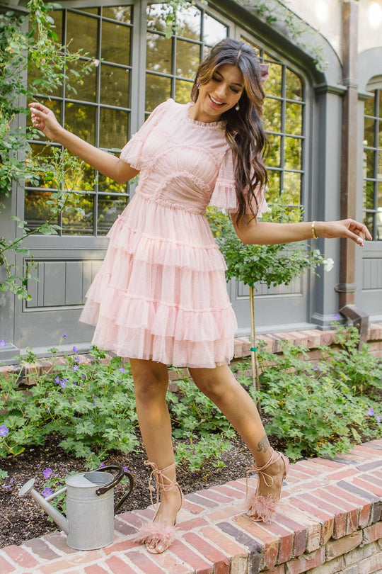 Short Whimsical Dress in Blush
