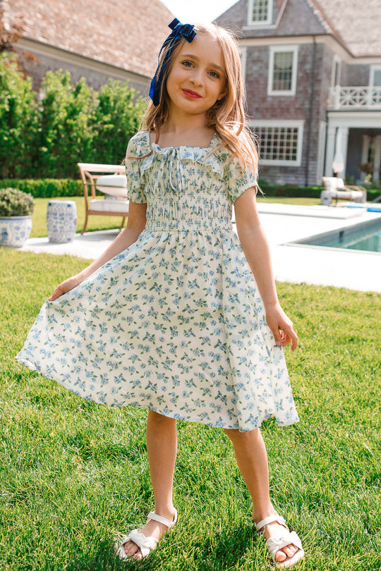 Mini Rae Dress in Blue Floral