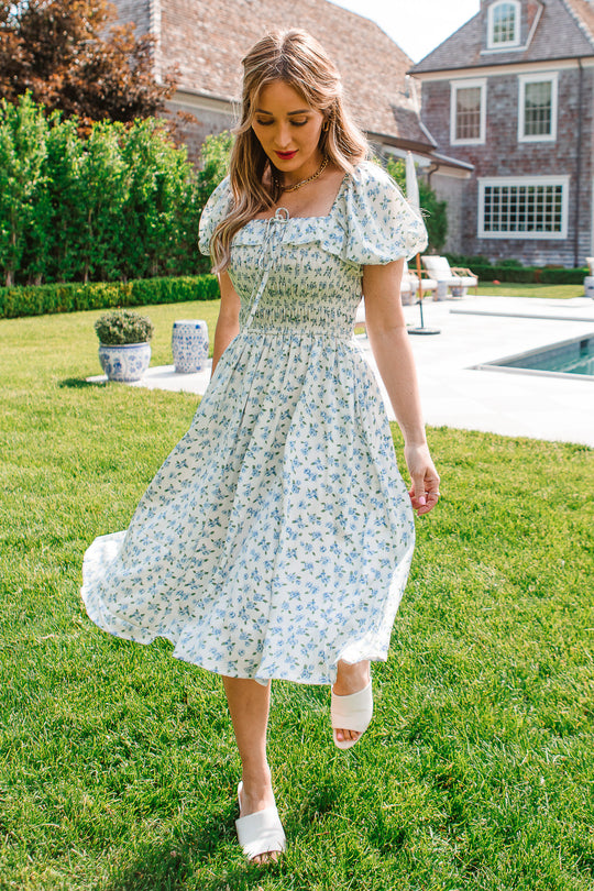 Rae Dress in Blue Floral