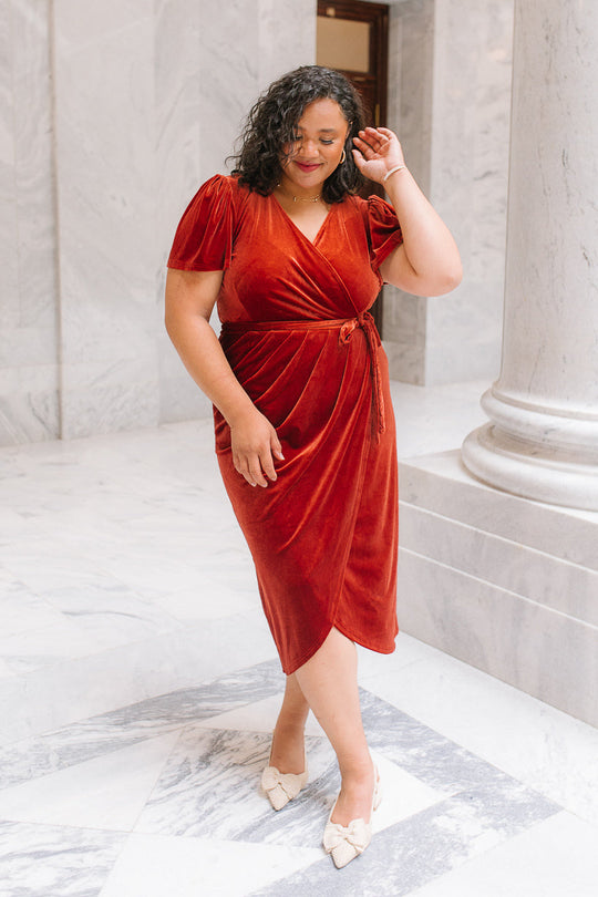 Lillie Dress in Brick Velvet
