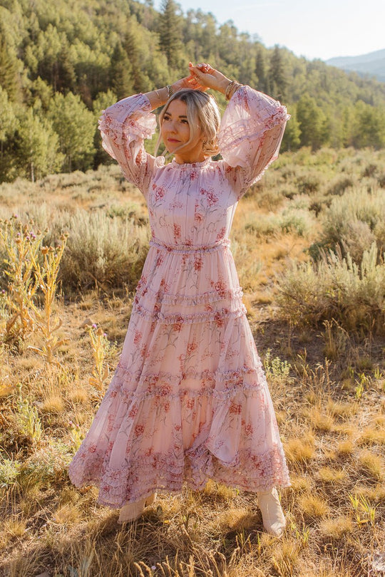 Geneva Dress in Mauve Floral-Adult