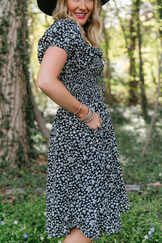 Rae Dress in Black Daisy