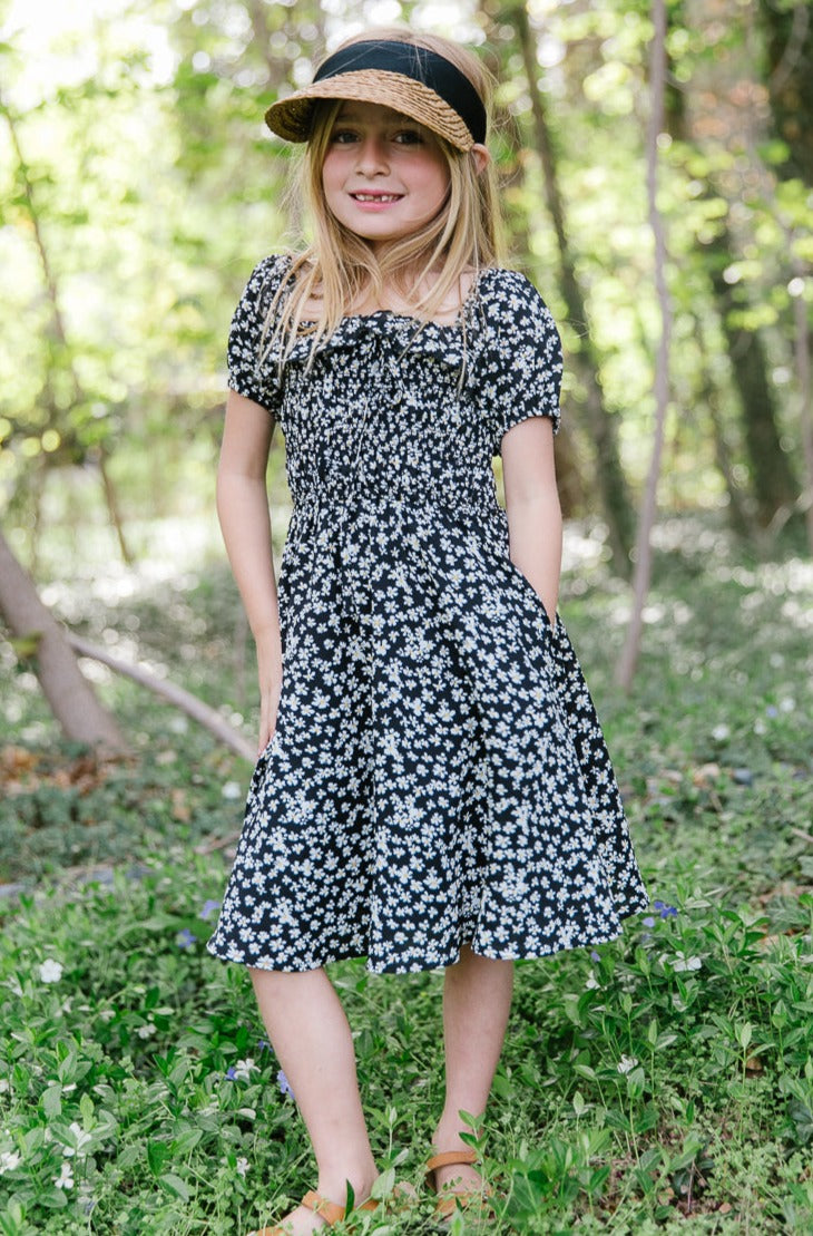 Mini Rae Dress in Black Daisy
