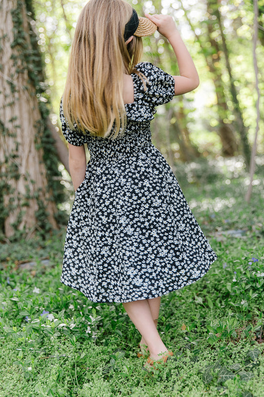 Mini Rae Dress in Black Daisy