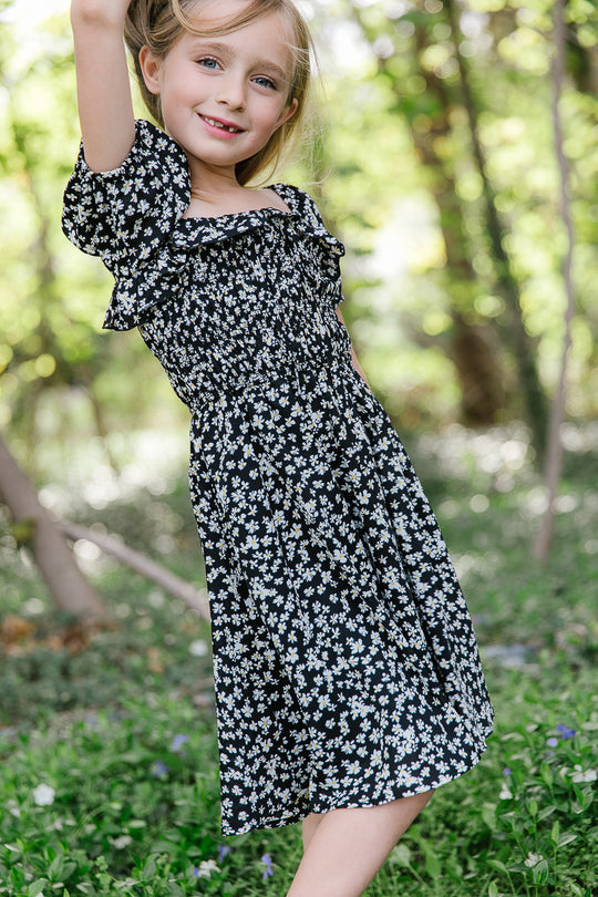 Mini Rae Dress in Black Daisy