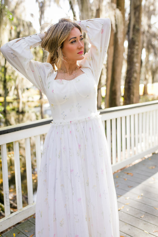 Florence Dress in White Floral