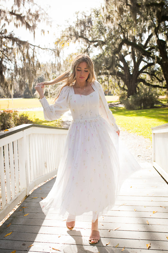 Florence Dress in White Floral