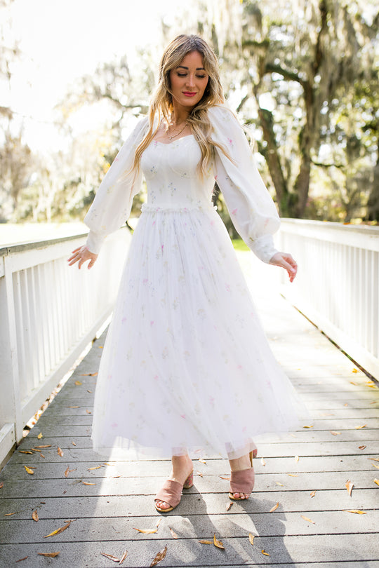 Florence Dress in White Floral