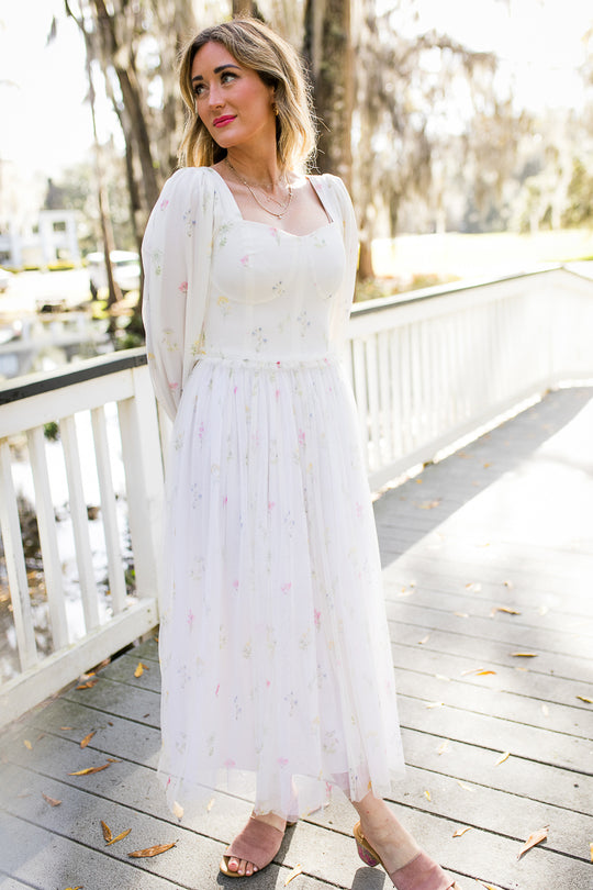 Florence Dress in White Floral