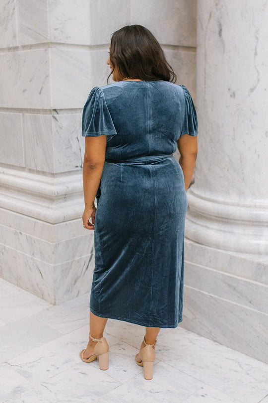 Lillie Dress in Blue Velvet