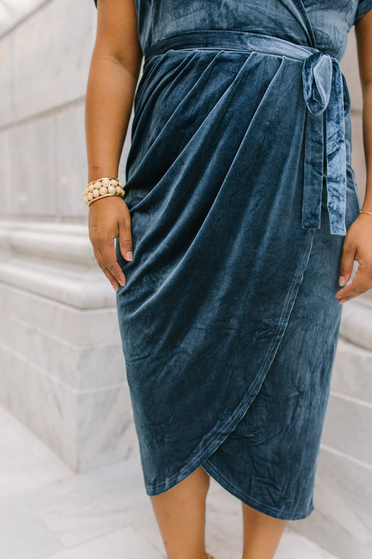 Lillie Dress in Blue Velvet