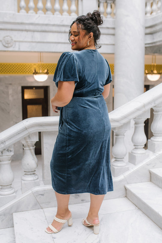 Lillie Dress in Blue Velvet
