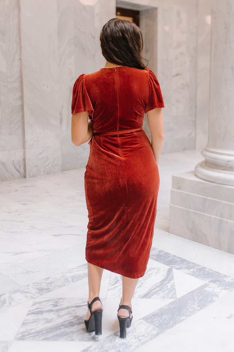 Lillie Dress in Brick Velvet
