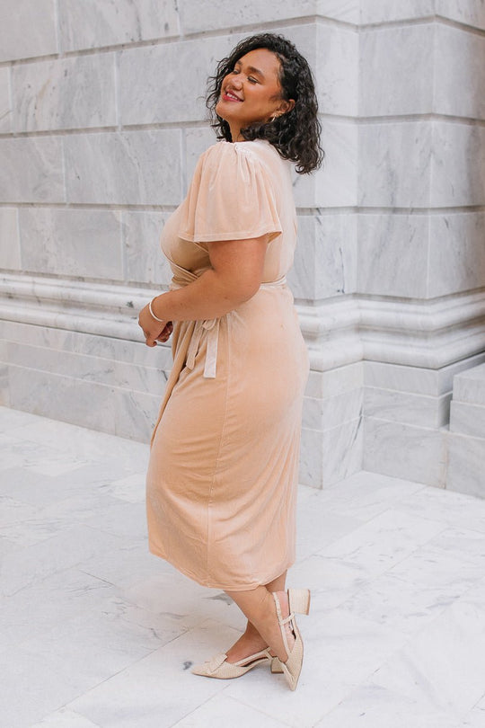 Lillie Dress in Champagne Velvet Dress - FINAL SALE-Adult