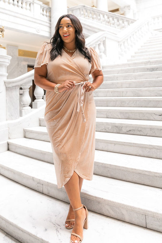 Lillie Dress in Champagne Velvet Dress - FINAL SALE-Adult