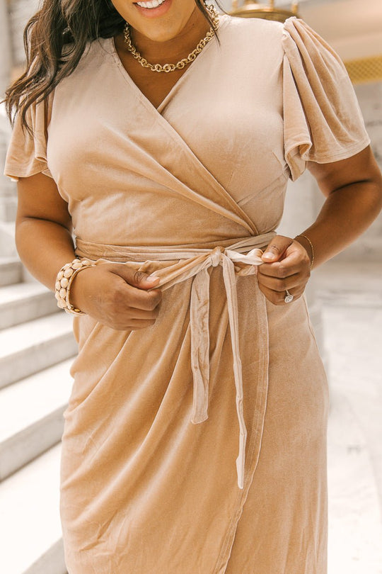 Lillie Dress in Champagne Velvet Dress - FINAL SALE-Adult