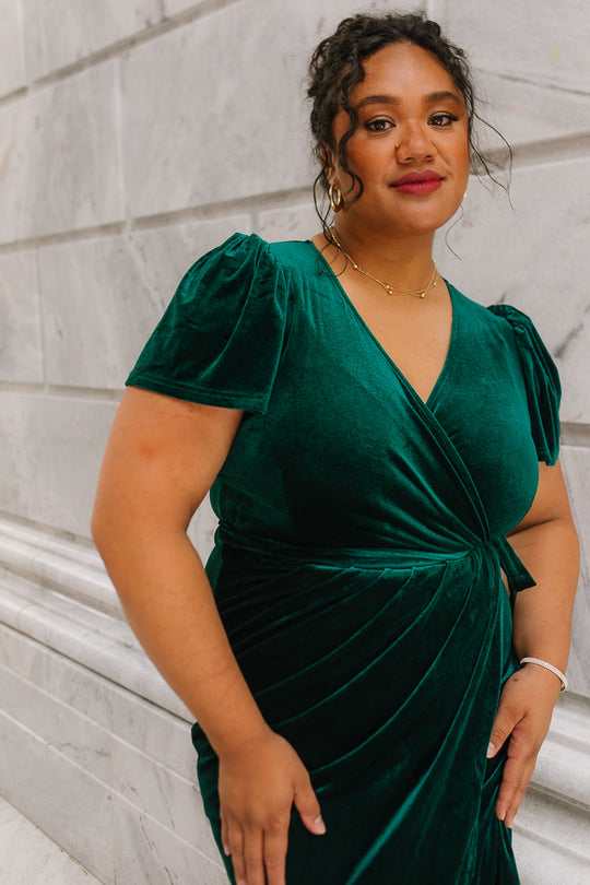 Lillie Dress in Emerald Velvet