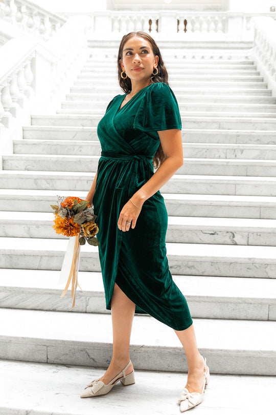Lillie Dress in Emerald Velvet