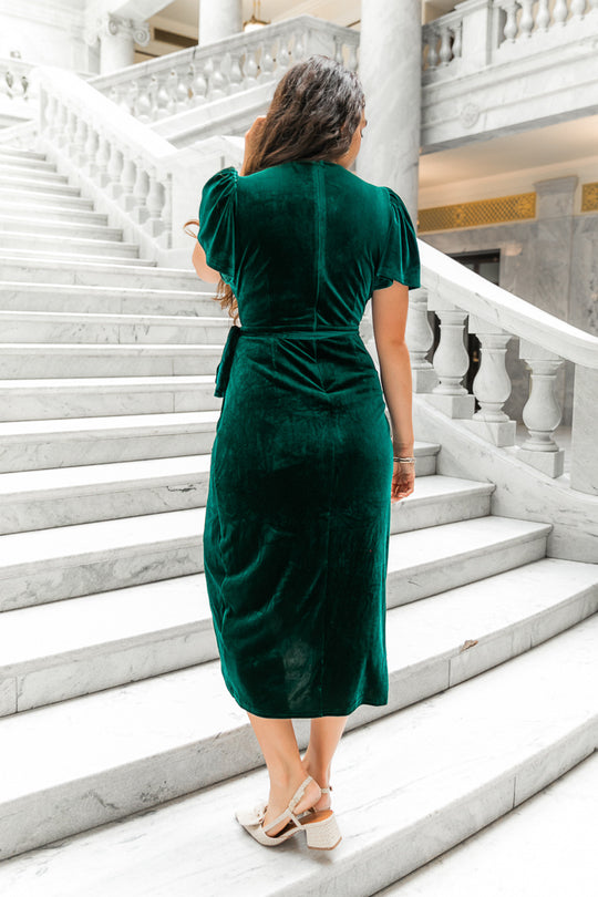Lillie Dress in Emerald Velvet