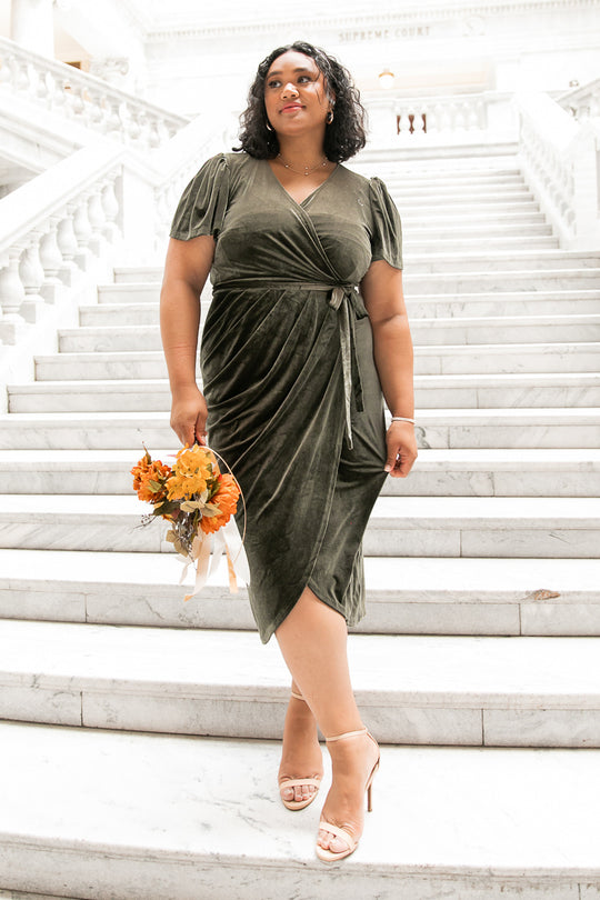 Lillie Dress in Olive Velvet