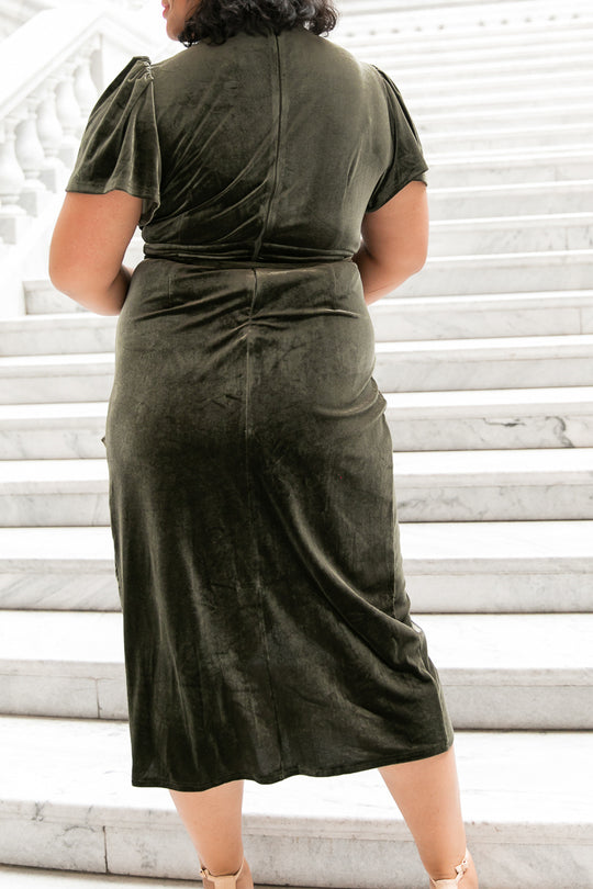 Lillie Dress in Olive Velvet