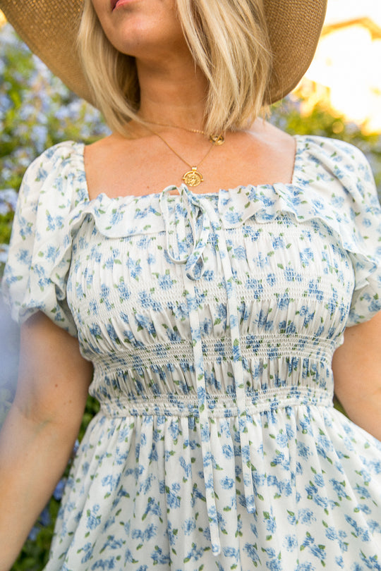 Rae Dress in Blue Floral