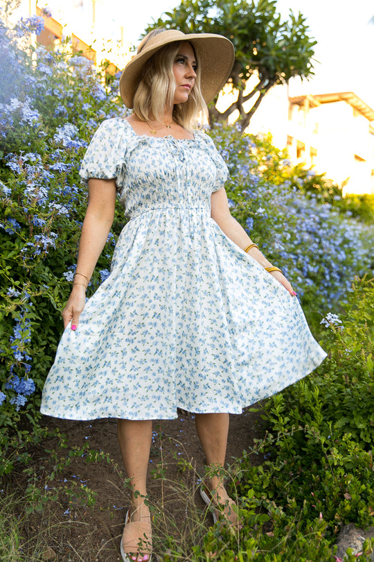 Rae Dress in Blue Floral