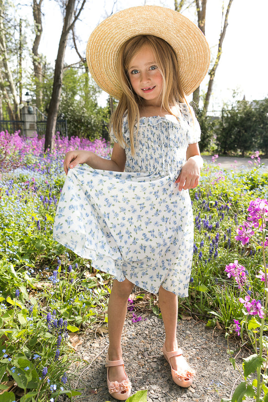 Mini Rae Dress in Blue Floral