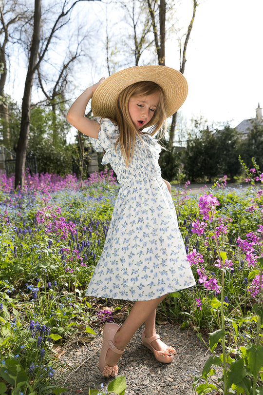 Mini Rae Dress in Blue Floral