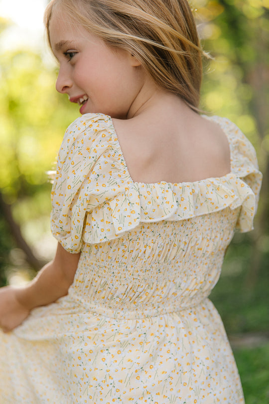 Mini Rae Dress in Yellow Floral