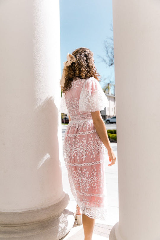 Sicily Dress with Flutter Sleeves in Pink - FINAL SALE-Adult