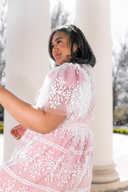 Sicily Dress with Flutter Sleeves in Pink - FINAL SALE-Adult