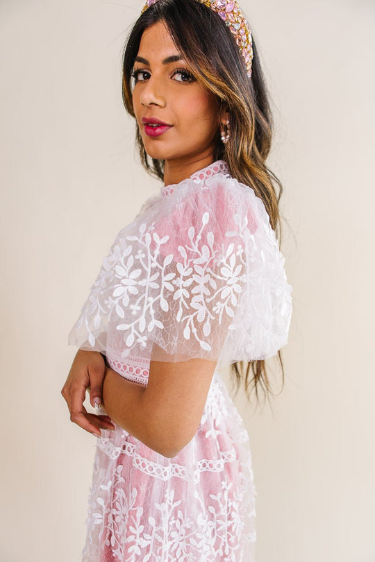 Sicily Dress with Flutter Sleeves in Pink - FINAL SALE-Adult