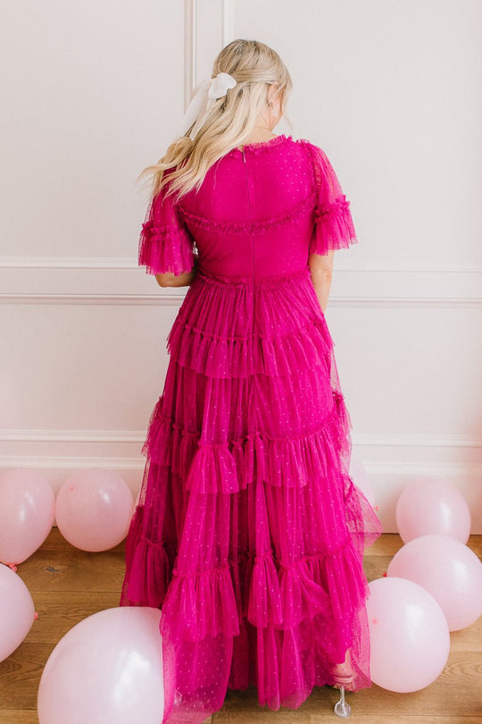 Whimsical Dress with Sweetheart-Neck in Fuchsia - FINAL SALE-Adult