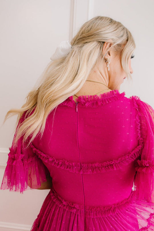 Whimsical Dress with Sweetheart-Neck in Fuchsia - FINAL SALE-Adult