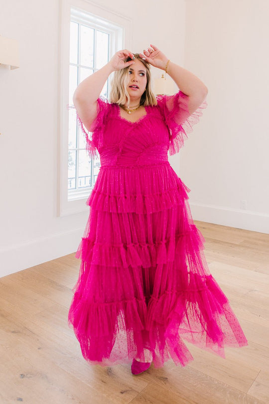 Whimsical Dress with Sweetheart-Neck in Fuchsia - FINAL SALE-Adult