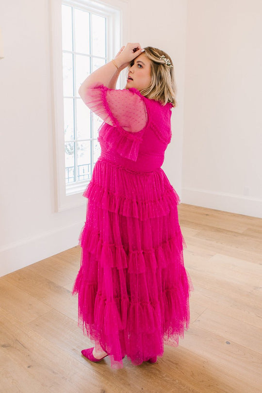 Whimsical Dress with Sweetheart-Neck in Fuchsia - FINAL SALE-Adult