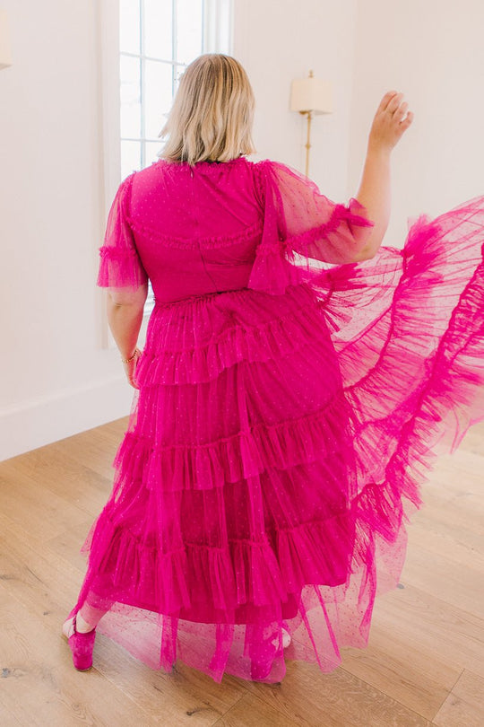 Whimsical Dress with Sweetheart-Neck in Fuchsia - FINAL SALE-Adult
